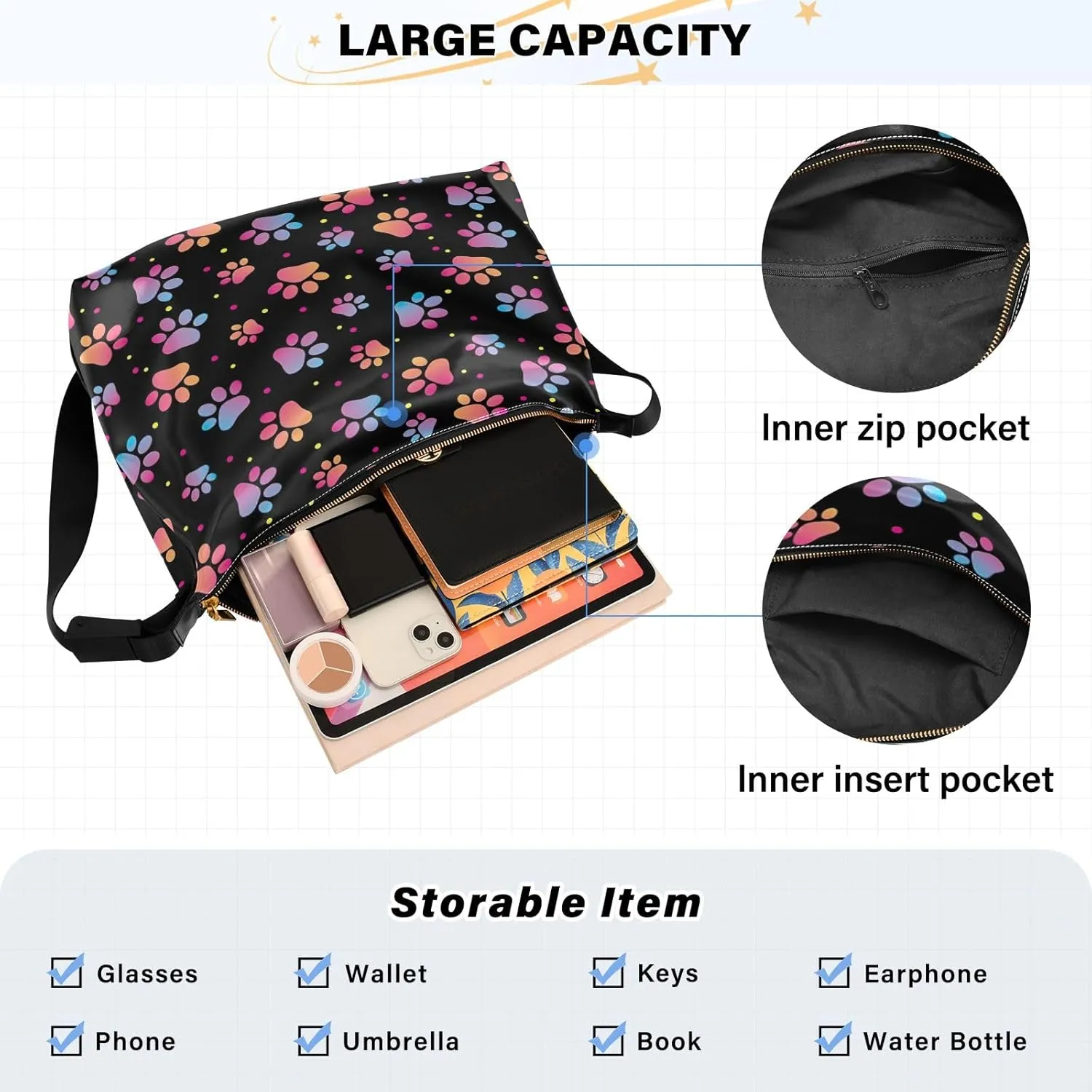 GAIGEO Fantasy Underwater World Shoulder Strap Bag, Shoulder Bag, Mens Leather Crossbody Bags