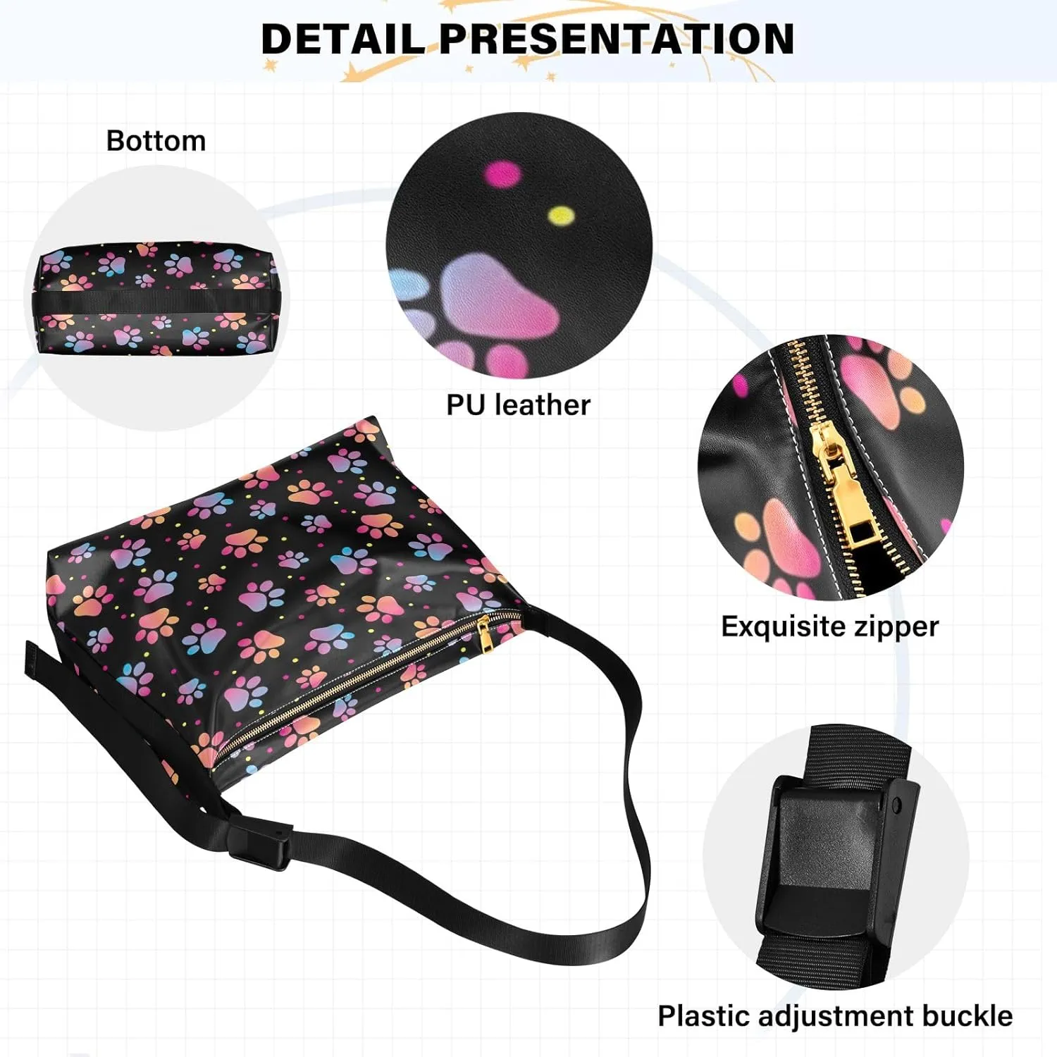 GAIGEO Fantasy Underwater World Shoulder Strap Bag, Shoulder Bag, Mens Leather Crossbody Bags
