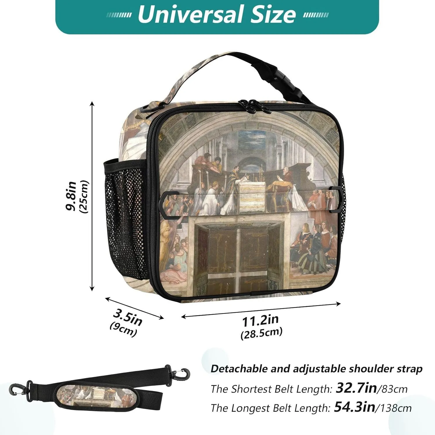 GAIGEO Personalized Raphael Cardinal Theological Virtues Lunch Box for Women Girls Lunch Bag Adjustable Shoulder Strap Mens Kids Lunchbox for Work Animal Print Insulated Bag