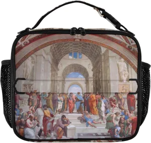 GAIGEO Raphael Prints School of Athens Lunch Box Girls Women Lunch Bag Kids Mens Lunchbox for Work Reusable Cooler Bag Insulated with Adjustable Shoulder Strap