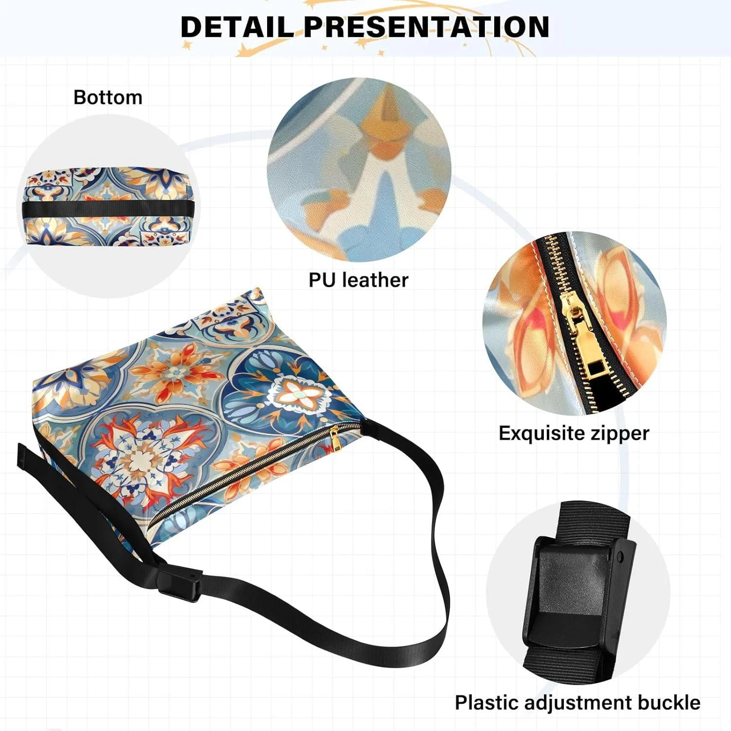 GAIGEO Watercolor Roses Shoulder Bag, Adjustable Shoulder Strap Bag, Leather Bag for Men Shoulder Bag
