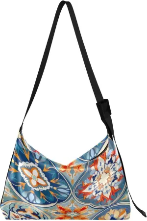 GAIGEO Watercolor Roses Shoulder Bag, Adjustable Shoulder Strap Bag, Leather Bag for Men Shoulder Bag