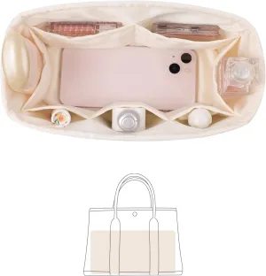 Garden Party 36 Insert, Tote Bag Organizer Compatible with Hermes Garden Bags, Silk Smooth Tote Bag Insert with Multiple Pockets for Storage (Craie, GP36)