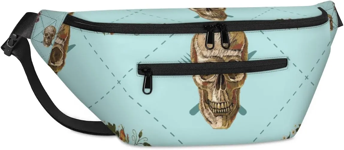 Garland Skull Sling Bag Crossbody Backpack Chest Daypack for Women Sport Travel Hiking Casual Bag Multipurpose Waist Pack With Zipper Closure Adjustable Strap Shoulder Bag