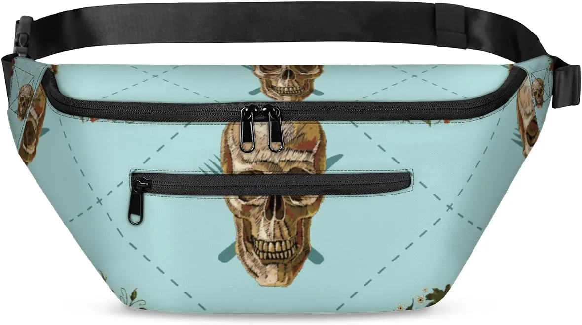 Garland Skull Sling Bag Crossbody Backpack Chest Daypack for Women Sport Travel Hiking Casual Bag Multipurpose Waist Pack With Zipper Closure Adjustable Strap Shoulder Bag