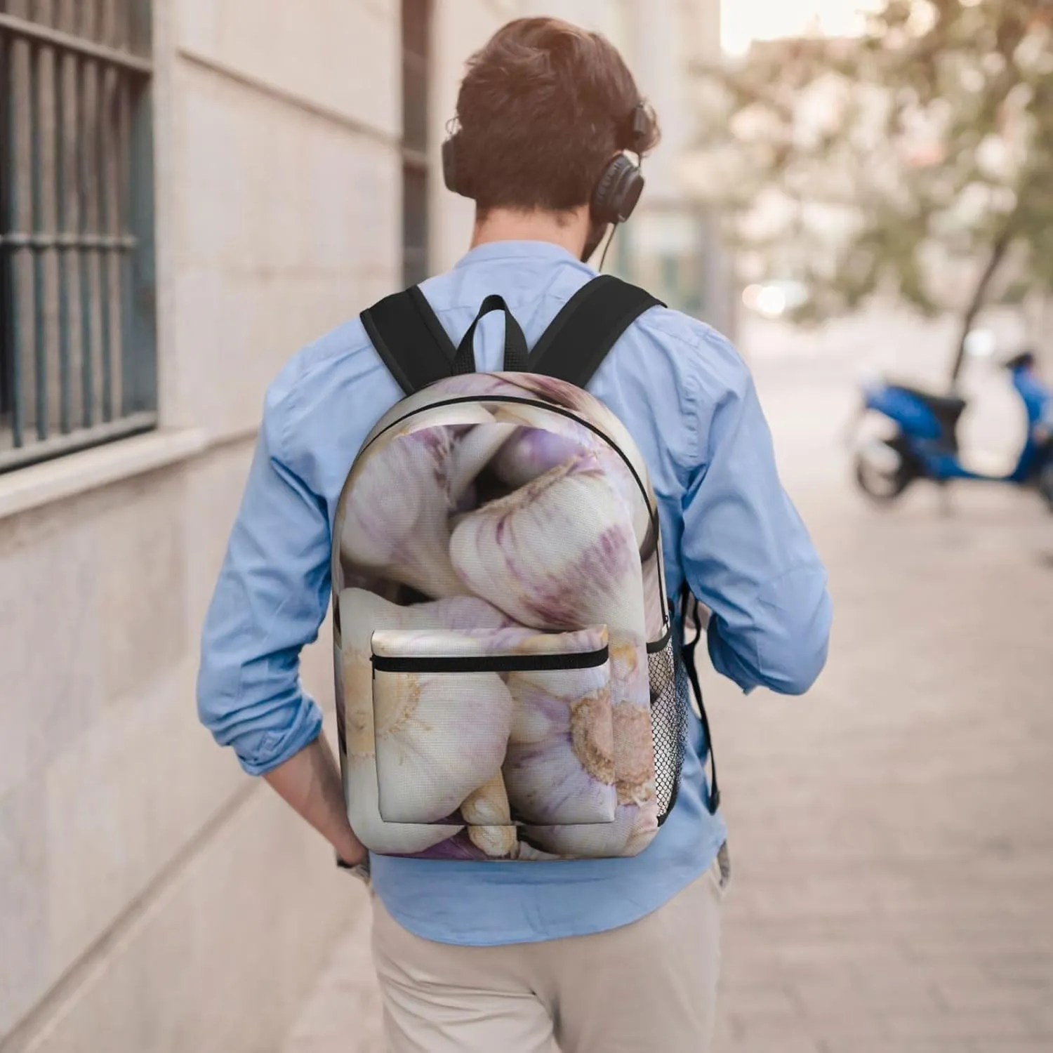 Garlic Bulbs 17 Inch Backpacks Multipurpose Laptop Backpack Double Shoulder Bag for Men Women Gifts