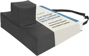 Gel Wedge Seat Cushion with Pommel 16" x 16" x 3" - 1.5" - Better Posture and Hip Positioning - High Density Foam and Pressure Redistribution Gel and Back, Tailbone, and Coccyx Support