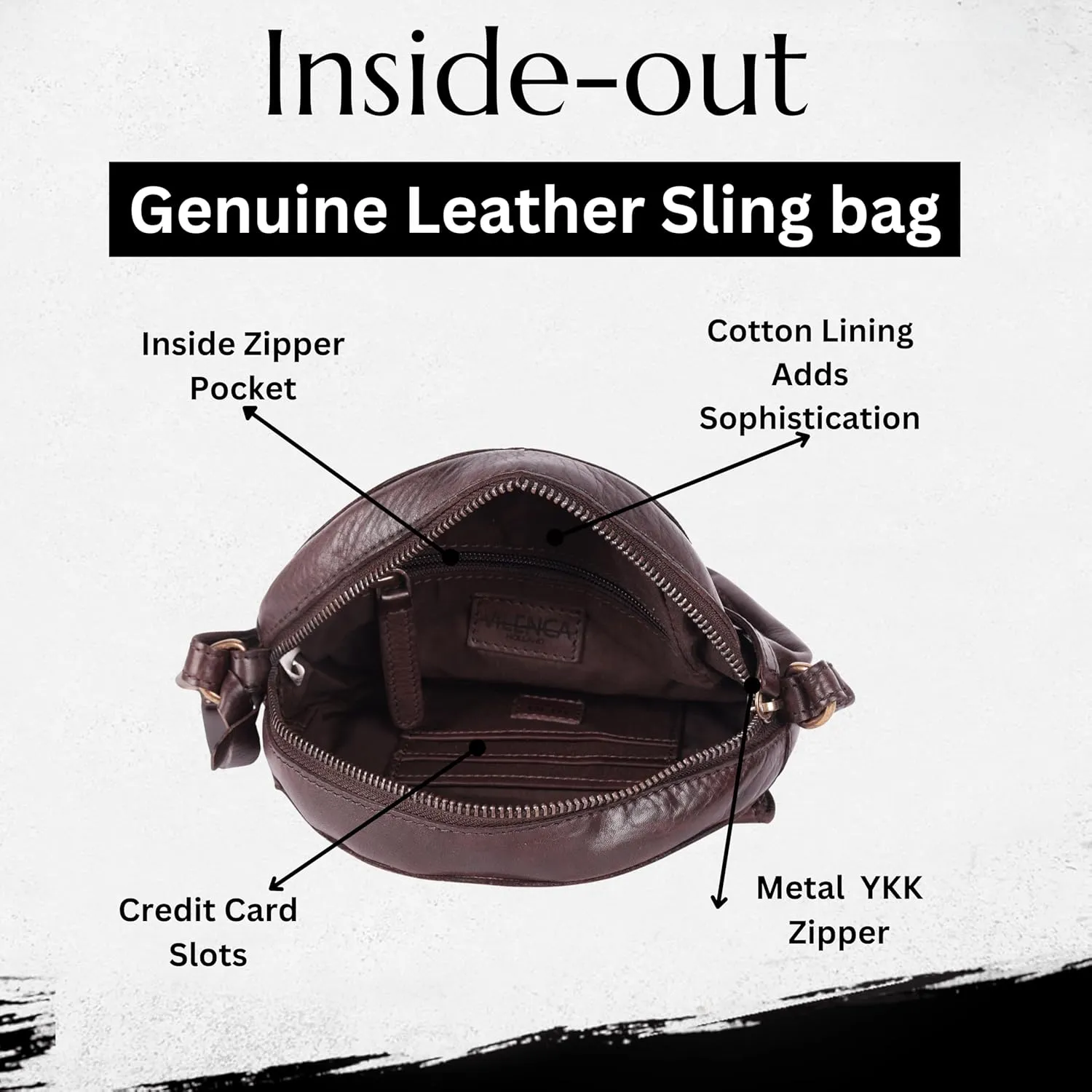 Genuine Italian Leather Boho Studded Round Crossbody Sling Bag - Stylish, Durable, & Perfect for Everyday Use for women