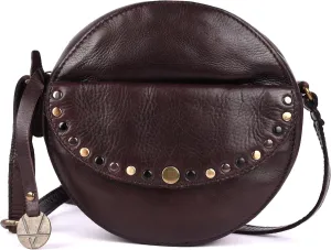 Genuine Italian Leather Boho Studded Round Crossbody Sling Bag - Stylish, Durable, & Perfect for Everyday Use for women