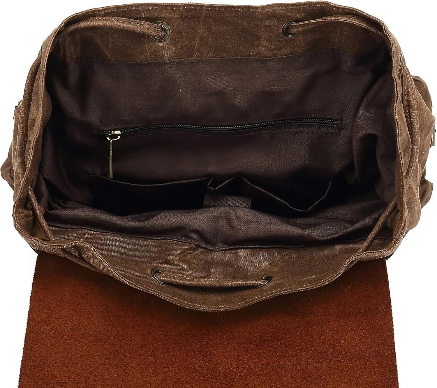 Genuine Leather Canvas waxed Backpack Travel Rucksack Laptop Bag