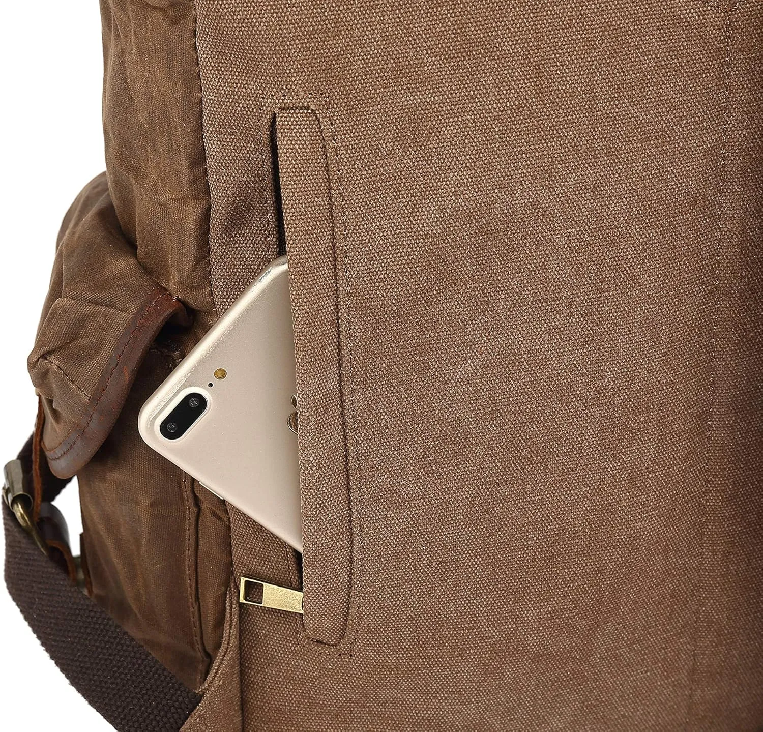 Genuine Leather Canvas waxed Backpack Travel Rucksack Laptop Bag