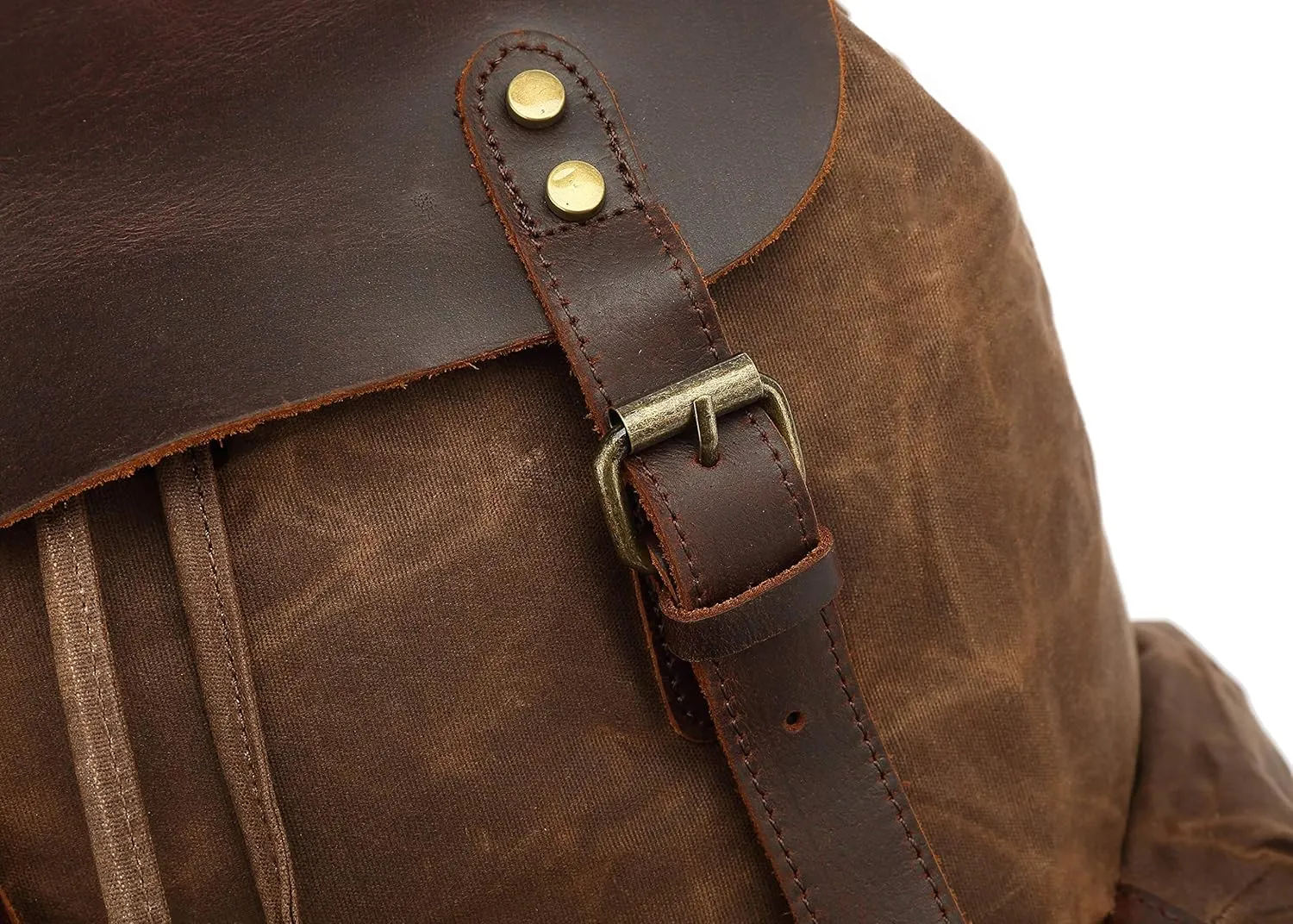 Genuine Leather Canvas waxed Backpack Travel Rucksack Laptop Bag
