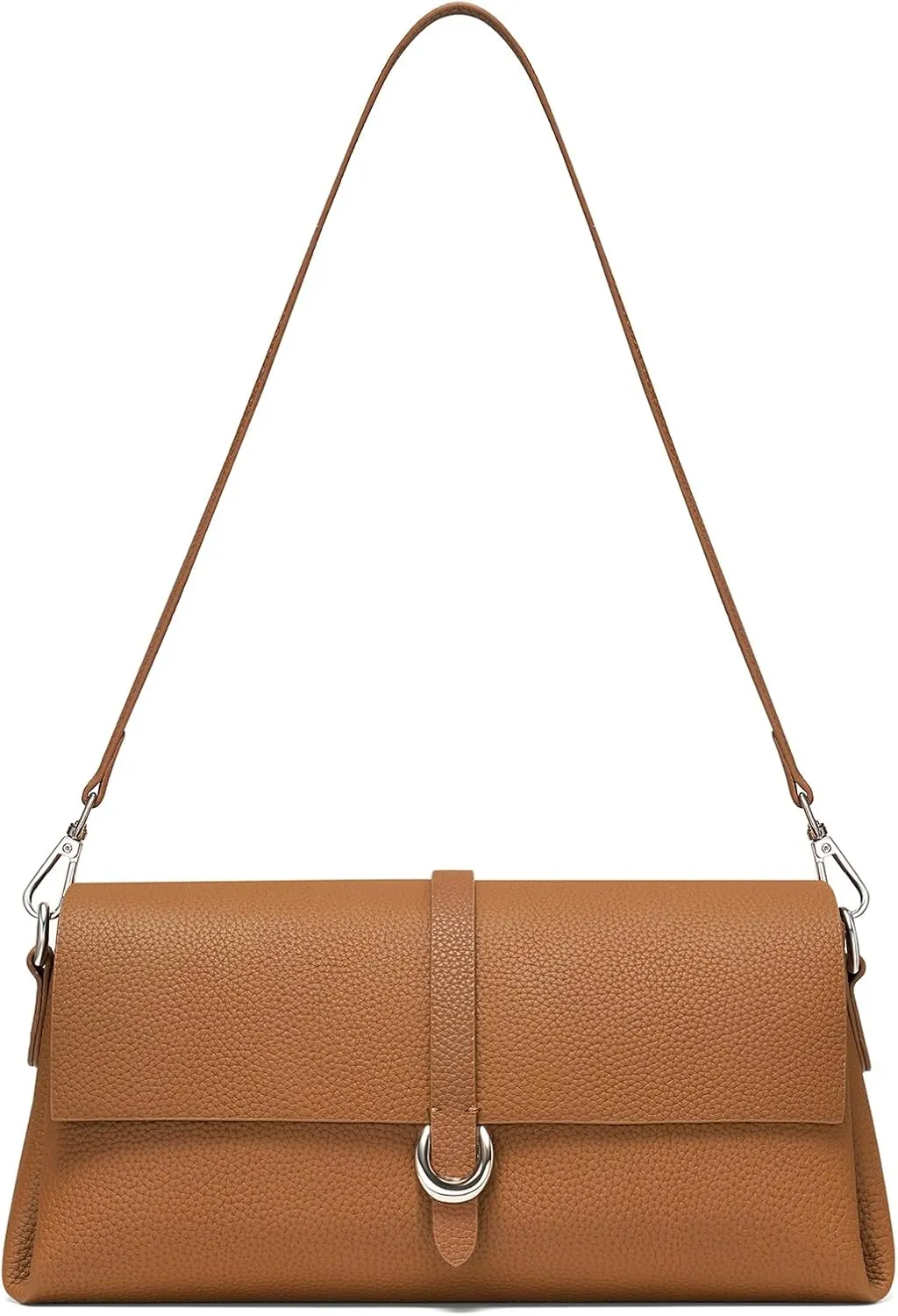 Genuine Leather Clutch Purses for Women Shoulder Bag Trendy Top-Handle Handbags with 2 Adjustable Straps