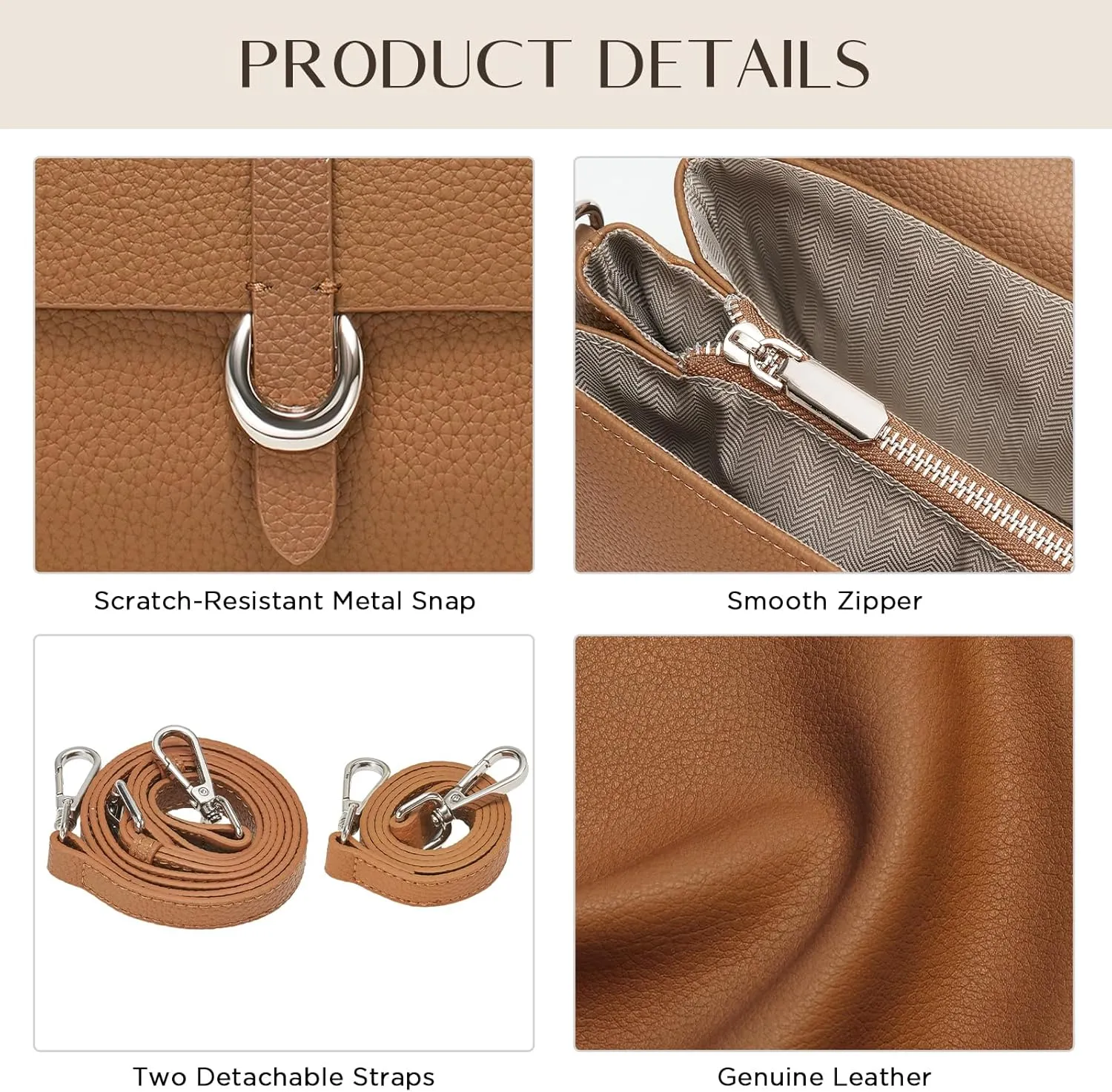 Genuine Leather Clutch Purses for Women Shoulder Bag Trendy Top-Handle Handbags with 2 Adjustable Straps