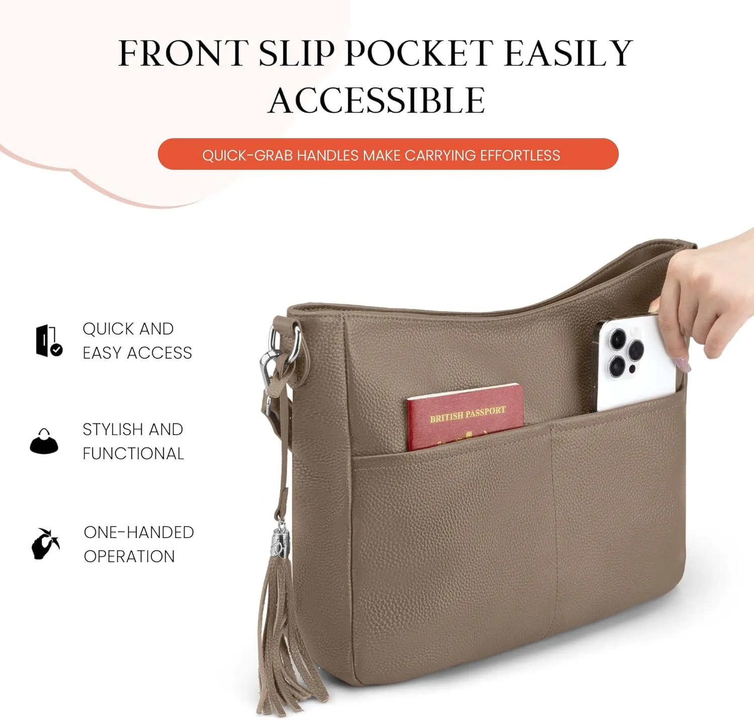 Genuine Leather Purse for Women, Soft Leather Crossbody Hobo Bag with 2 Removable Straps Womens Purses and Handbags
