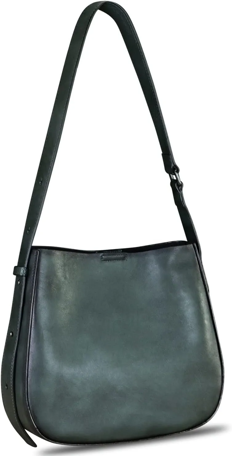 Genuine Leather Satchel Shoulder Bag for Women Vintage Handmade Handbag Retro Designer Hobo Bag Crossbody Pursee