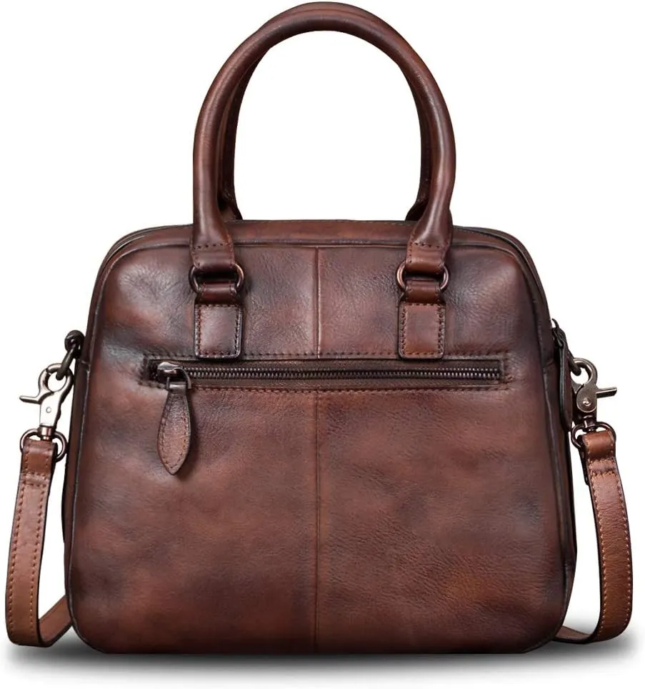 Genuine Leather Satchels for Women Top Handle Bags Handmade Vintage Crossbody Bag Purses Shoulder Bag