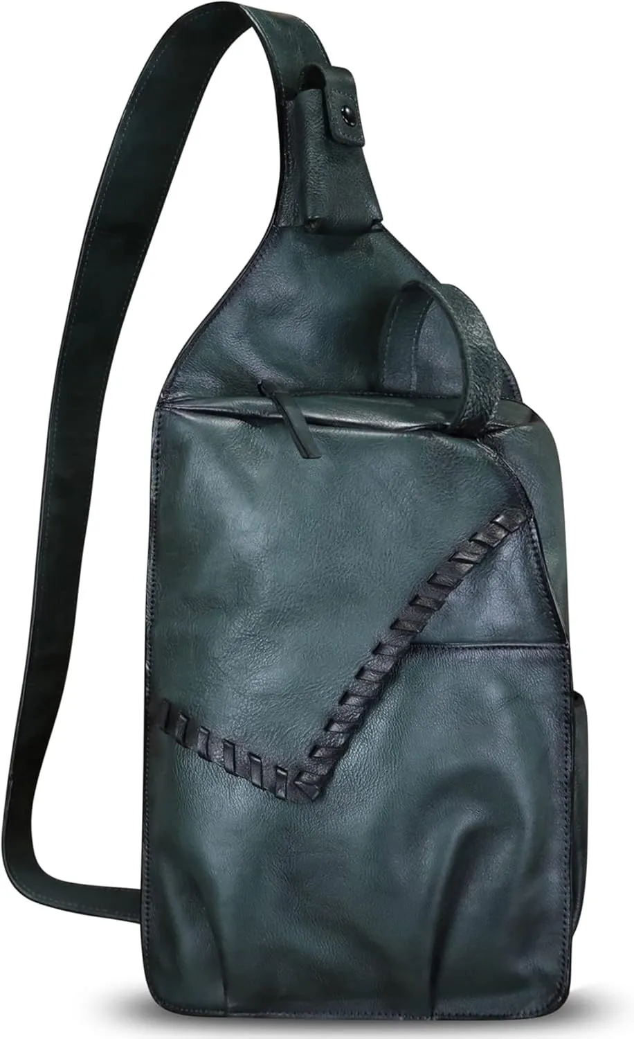 Genuine Leather Sling Bag for Men Handmade Retro Crossbody Backpack Purse Hiking Daypack Chest Shoulder Fanny Pack