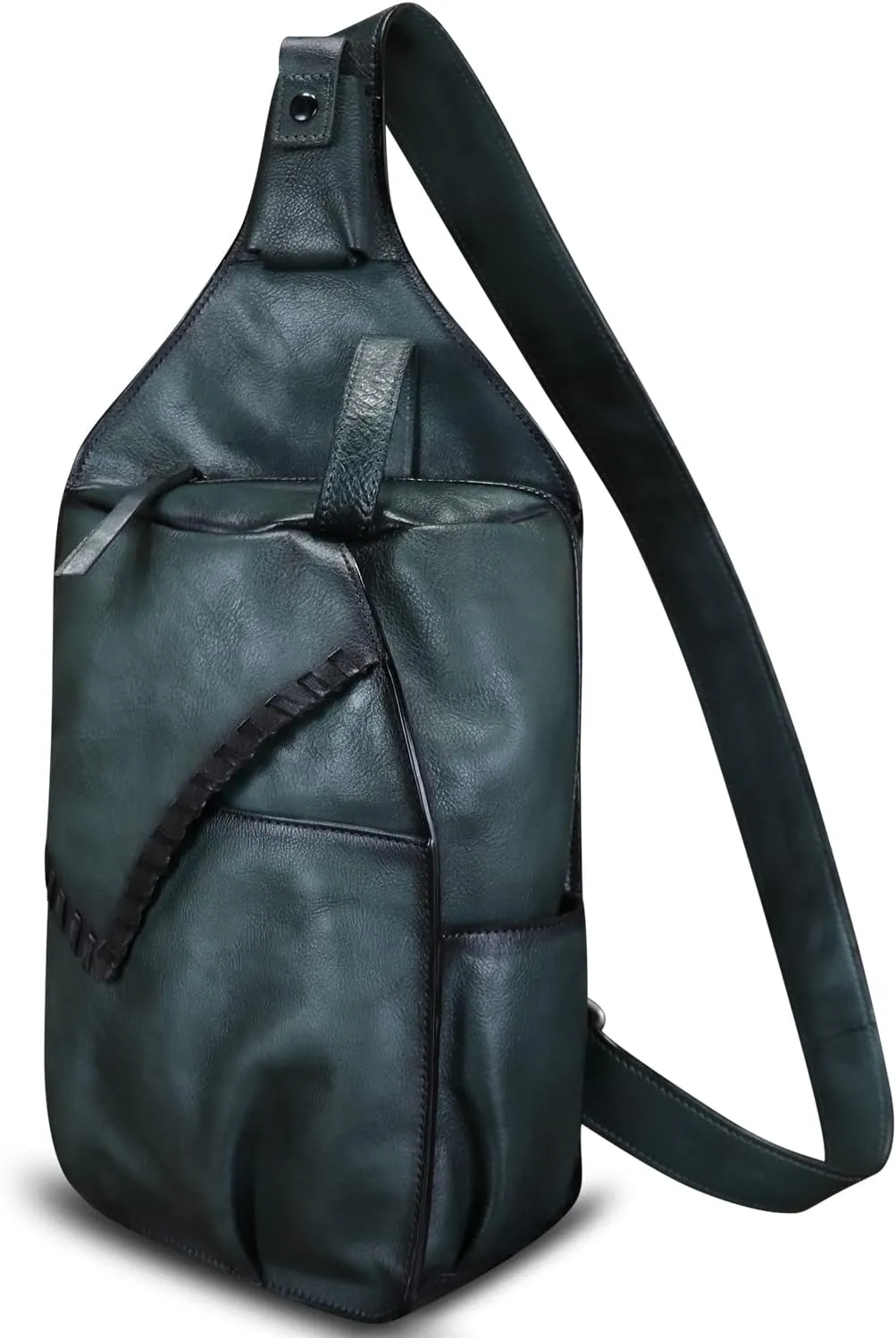 Genuine Leather Sling Bag for Men Handmade Retro Crossbody Backpack Purse Hiking Daypack Chest Shoulder Fanny Pack