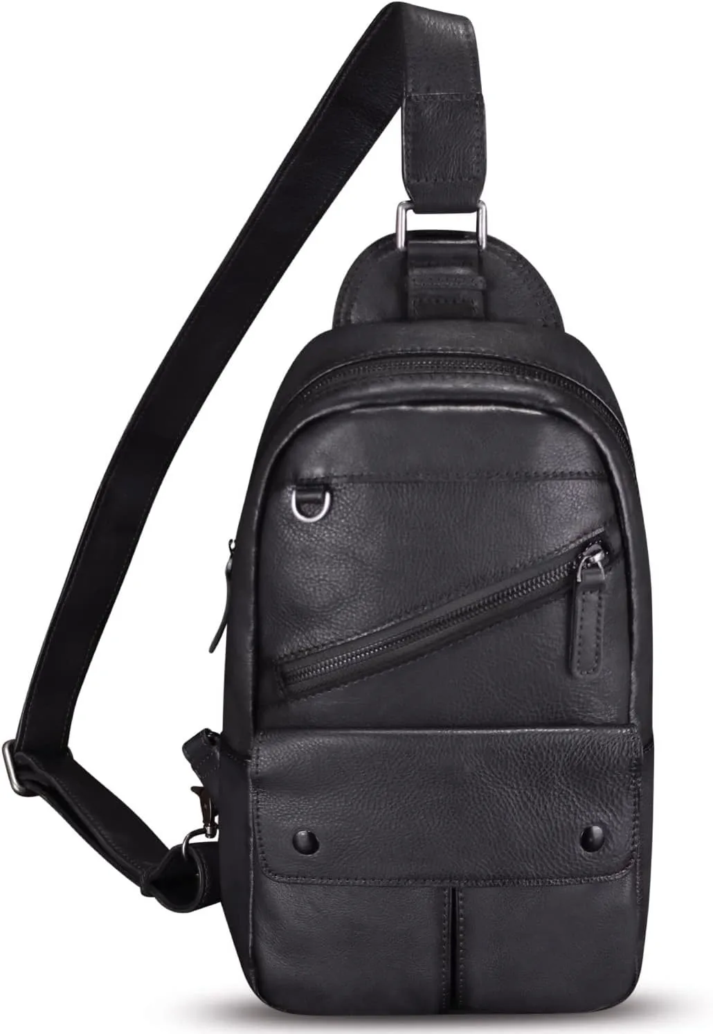 Genuine Leather Sling Bag for Men Sling Backpack Handmade Retro Crossbody Purse Hiking Daypack Chest Shoulder Fanny Pack (Gray)