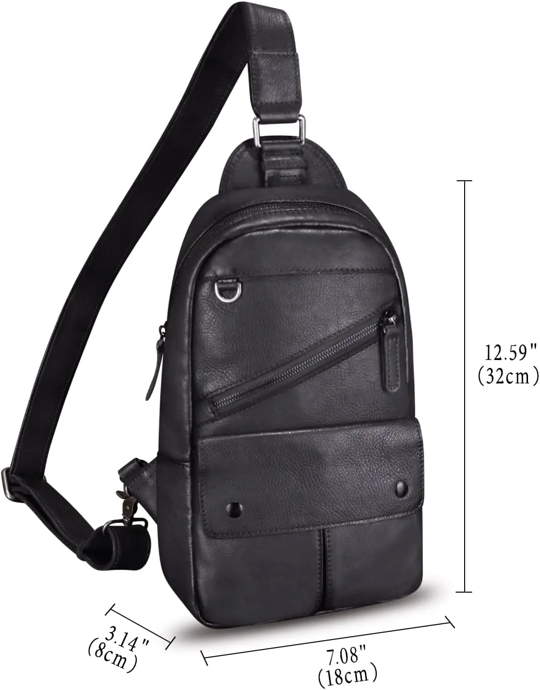 Genuine Leather Sling Bag for Men Sling Backpack Handmade Retro Crossbody Purse Hiking Daypack Chest Shoulder Fanny Pack (Gray)