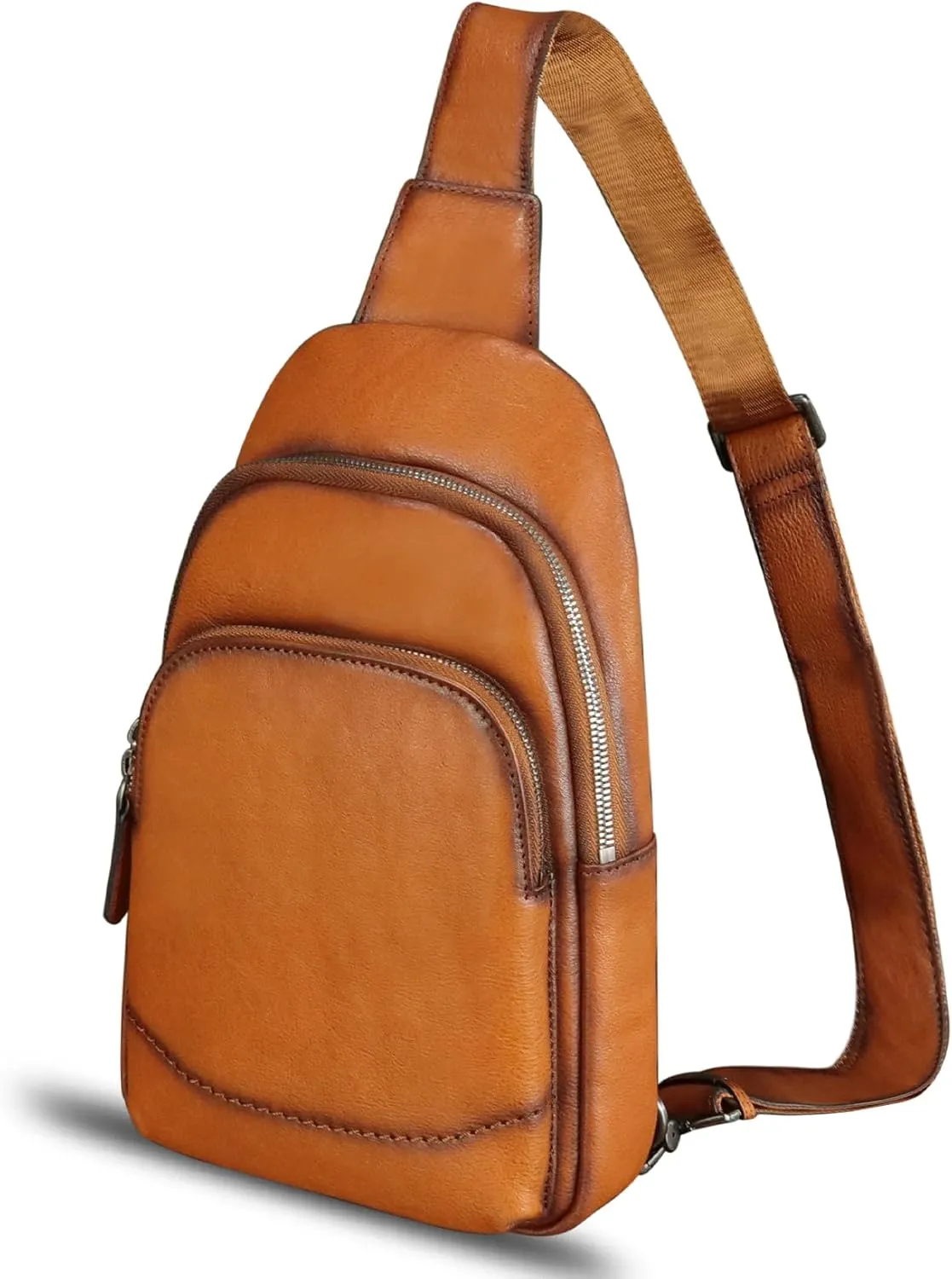 Genuine Leather Sling Bag for Women and Men - Vintage Sling Purse Backpack Shoulder Crossbody Chest Bag