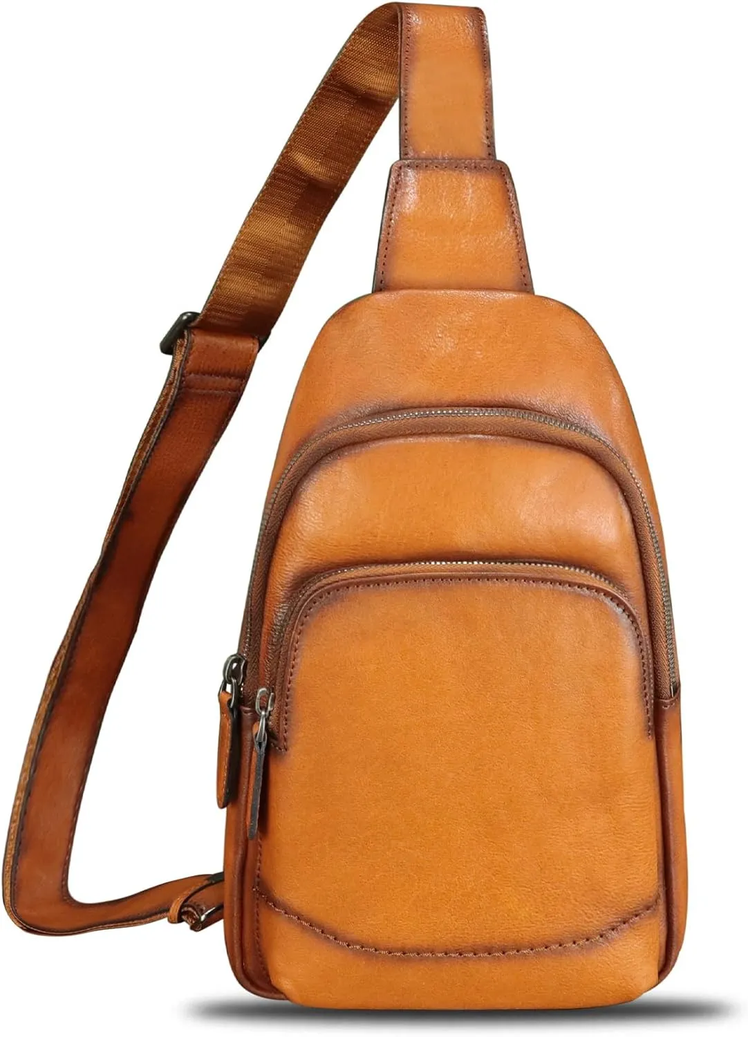Genuine Leather Sling Bag for Women and Men - Vintage Sling Purse Backpack Shoulder Crossbody Chest Bag