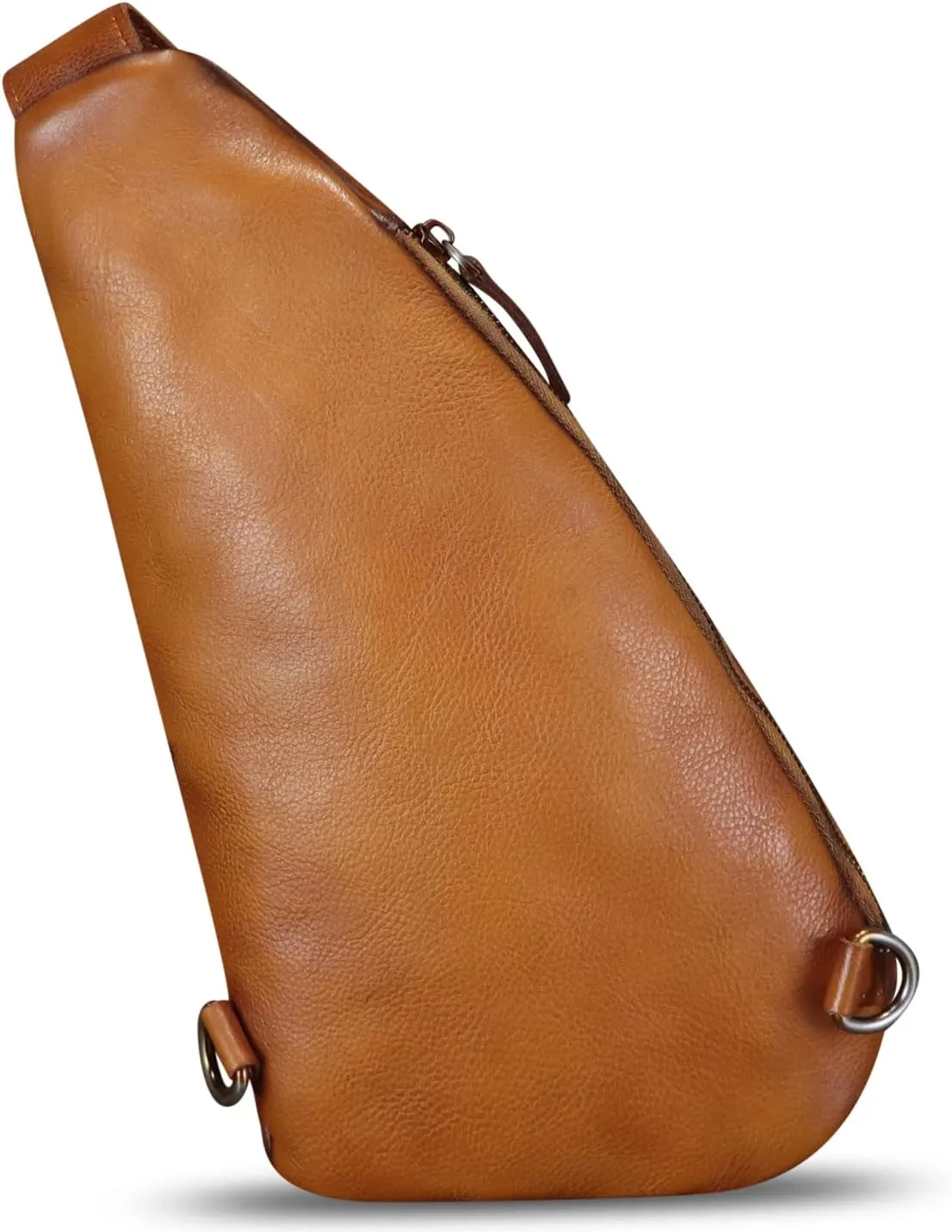 Genuine Leather Sling Bag Handmade Retro Crossbody Sling Backpack Purse Hiking Daypack Motorcycle Chest Shoulder Fanny Pack (Brown)