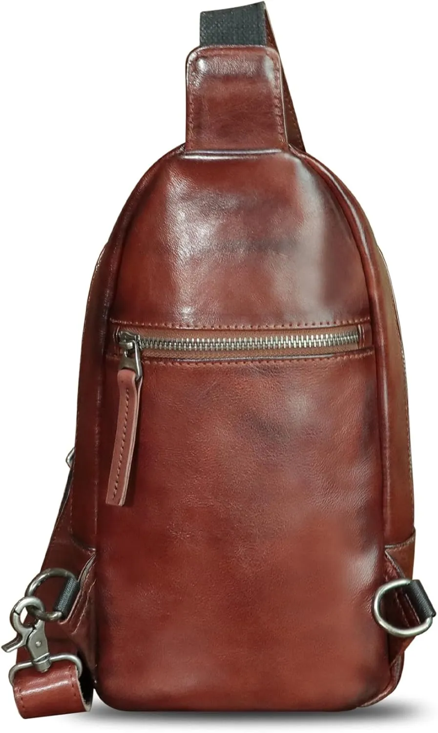 Genuine Leather Sling Bag Men and Women Vintage Handmade Leather Sling Backpack Shoulder Crossbody Bag Chest Purse
