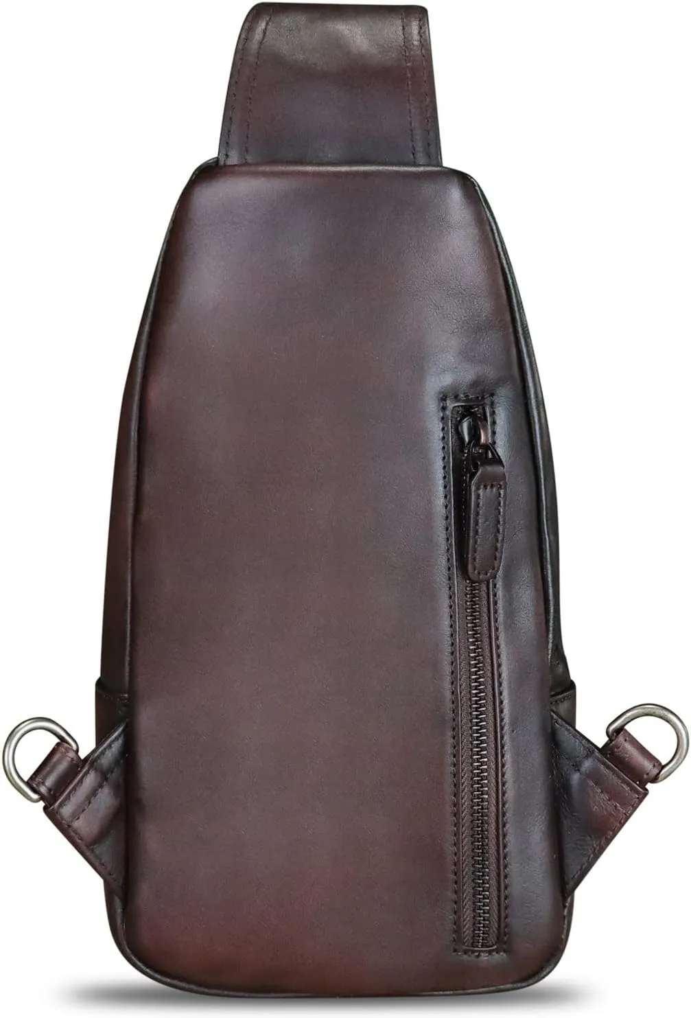 Genuine Leather Sling Bag Multifunction Crossbody Hiking Fanny Daypack Vintage Chest Shoulder Backpack Motorcycle Purse (Coffee)