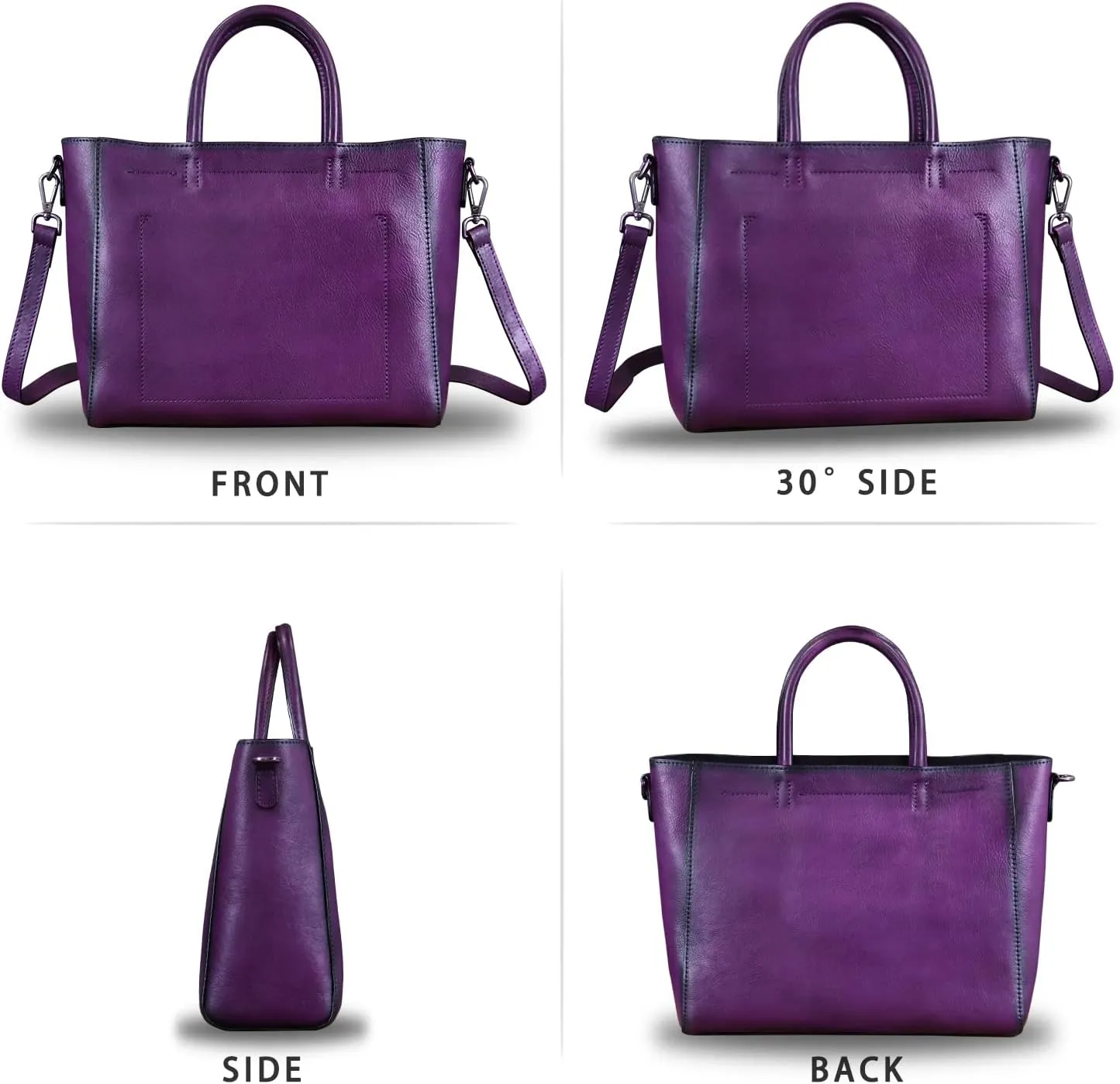 Genuine Leather Top Handle Handbag for Women Retro Satchel Vintage Cowhide Handmade Crossbody Handbags Purse Hobo Bag