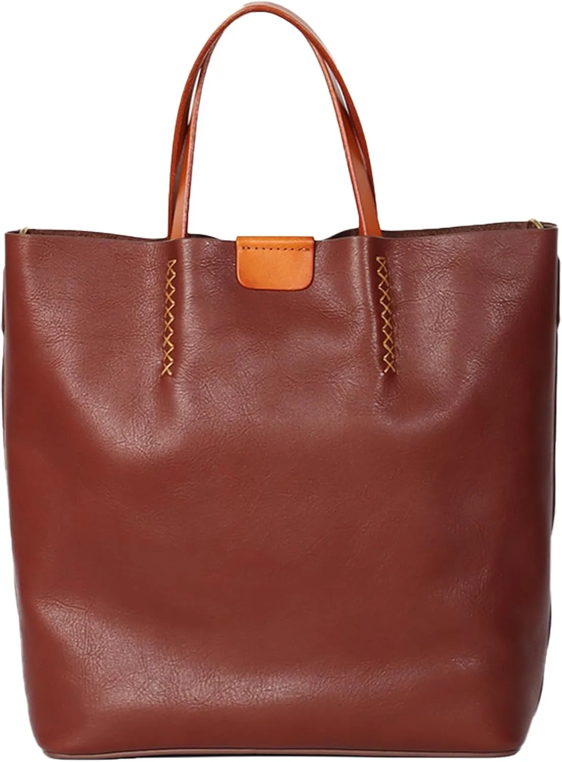 Genuine Leather Tote Bag for Women, Handbag Shoulder Bag with Adjustable Straps and Removable Inner Pouch