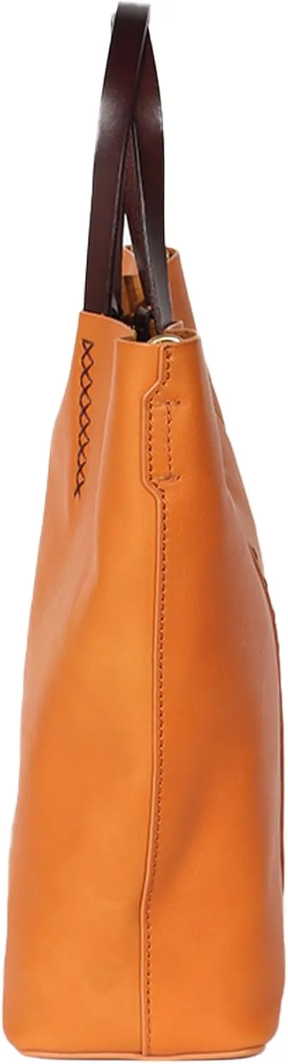 Genuine Leather Tote Bag for Women, Handbag Shoulder Bag with Adjustable Straps and Removable Inner Pouch