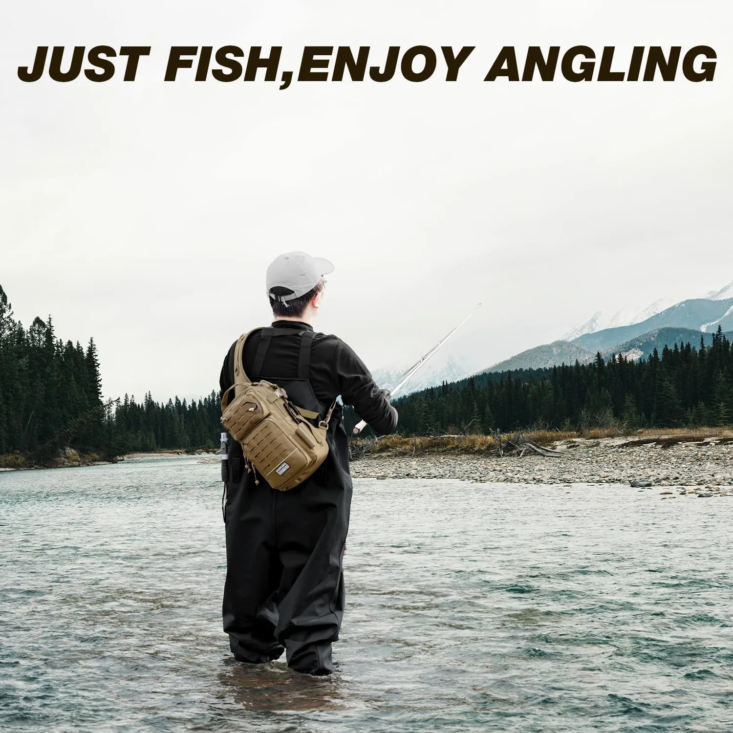 Ghosthorn Fishing Backpack with Rod Holder - Tackle Sling Bag - Fly Fishing Gifts for Men and Women