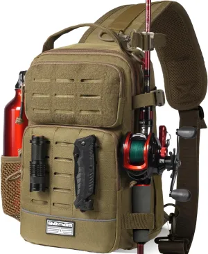 Ghosthorn Fishing Backpack with Rod Holder - Tackle Sling Bag - Fly Fishing Gifts for Men and Women
