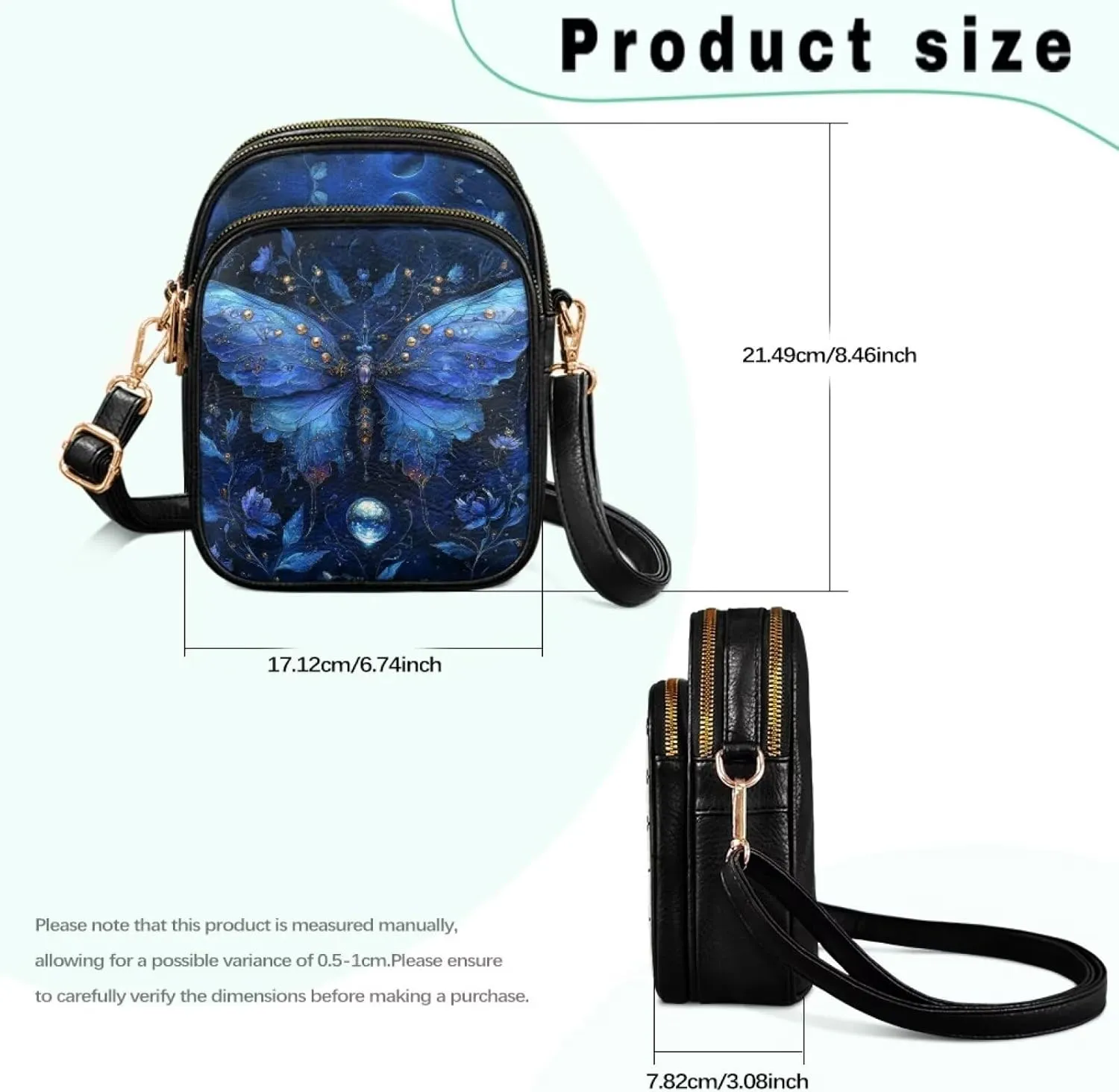 GIFTPUZZ Cross Body Bag for Women Soft Leather Wallet Phone Bag with Multi Pockets 6.74 * 3.08 * 8.46 inches