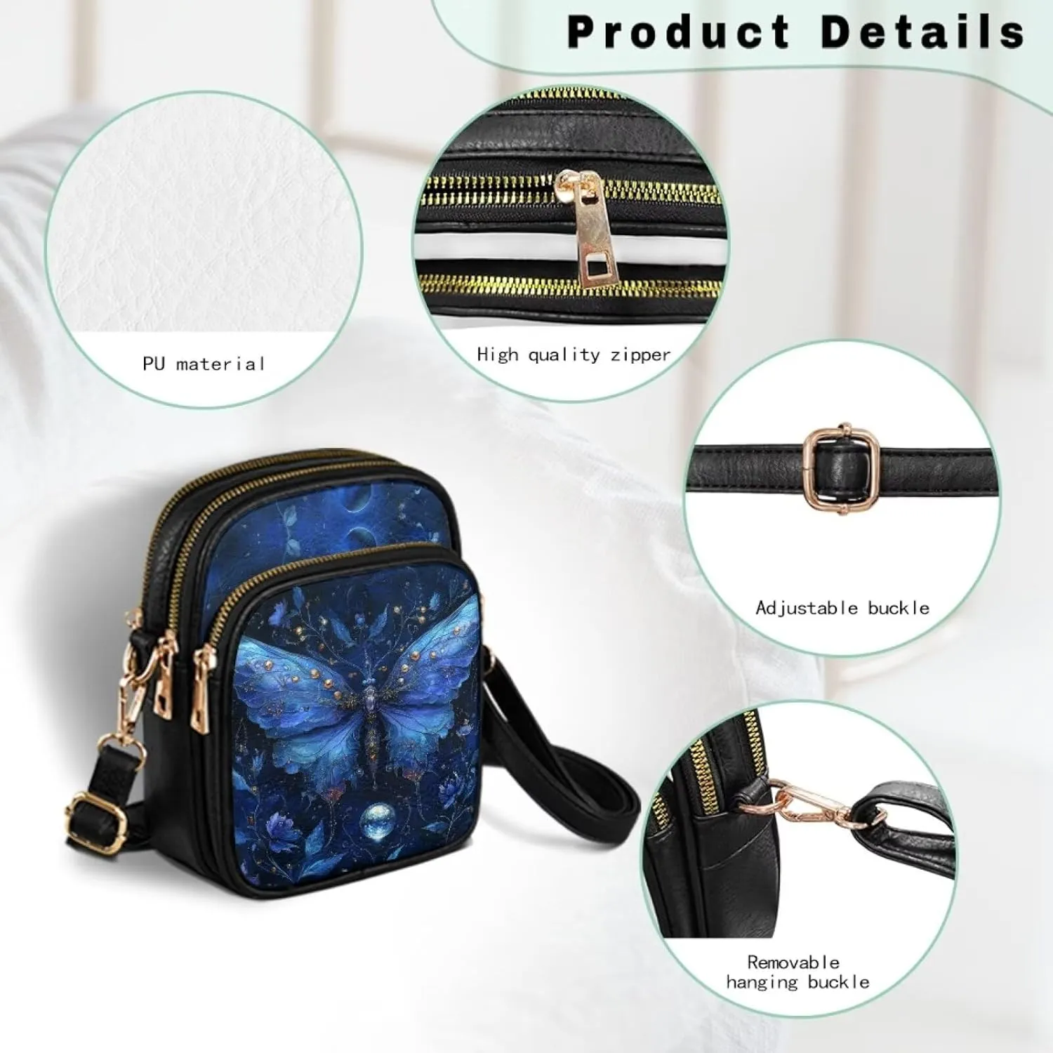 GIFTPUZZ Cross Body Bag for Women Soft Leather Wallet Phone Bag with Multi Pockets 6.74 * 3.08 * 8.46 inches
