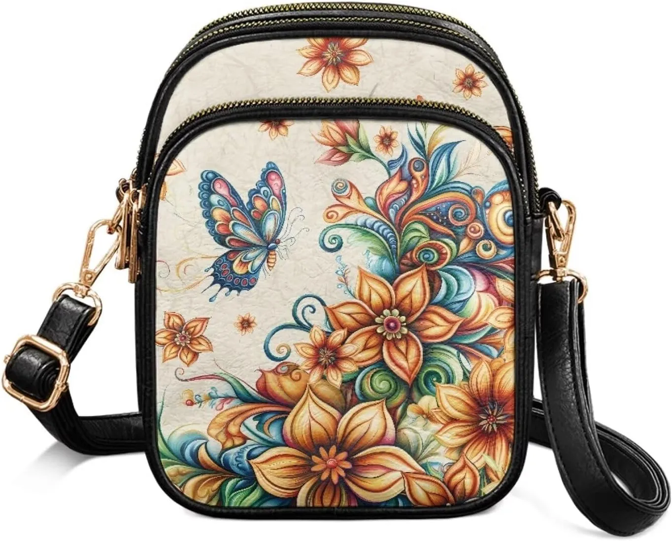 GIFTPUZZ Cross Body Bag for Women Soft Leather Wallet Phone Bag with Multi Pockets 6.74 * 3.08 * 8.46 inches