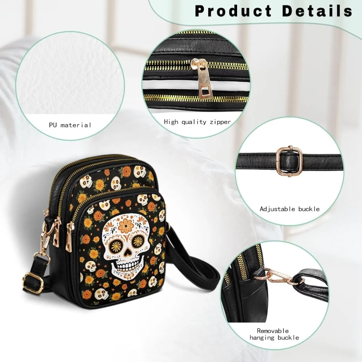 GIFTPUZZ Cross Body Bag for Women Soft Leather Wallet Phone Bag with Multi Pockets 6.74 * 3.08 * 8.46 inches