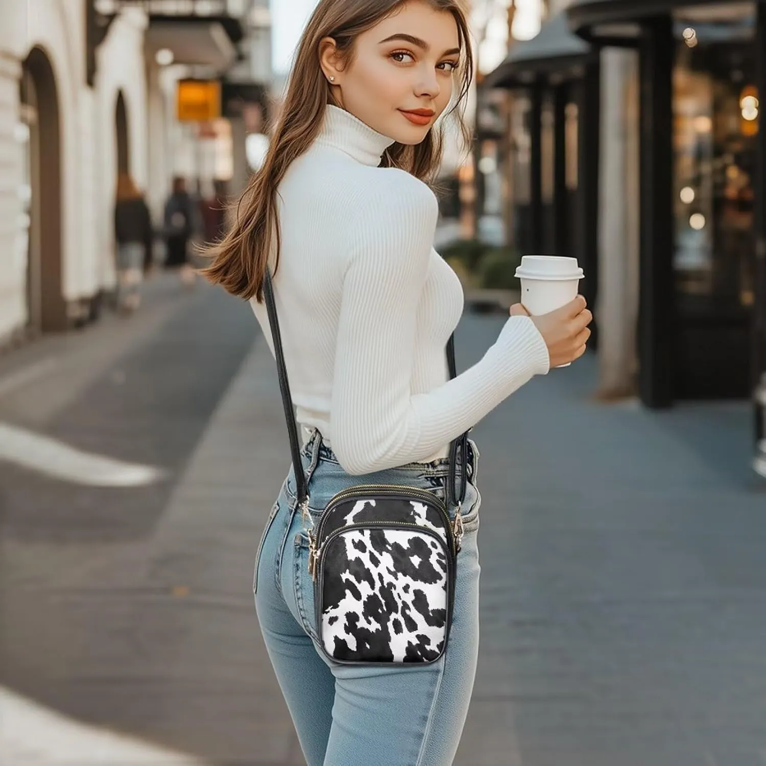 GIFTPUZZ Cross Body Bag for Women Soft Leather Wallet Phone Bag with Multi Pockets 6.74 * 3.08 * 8.46 inches