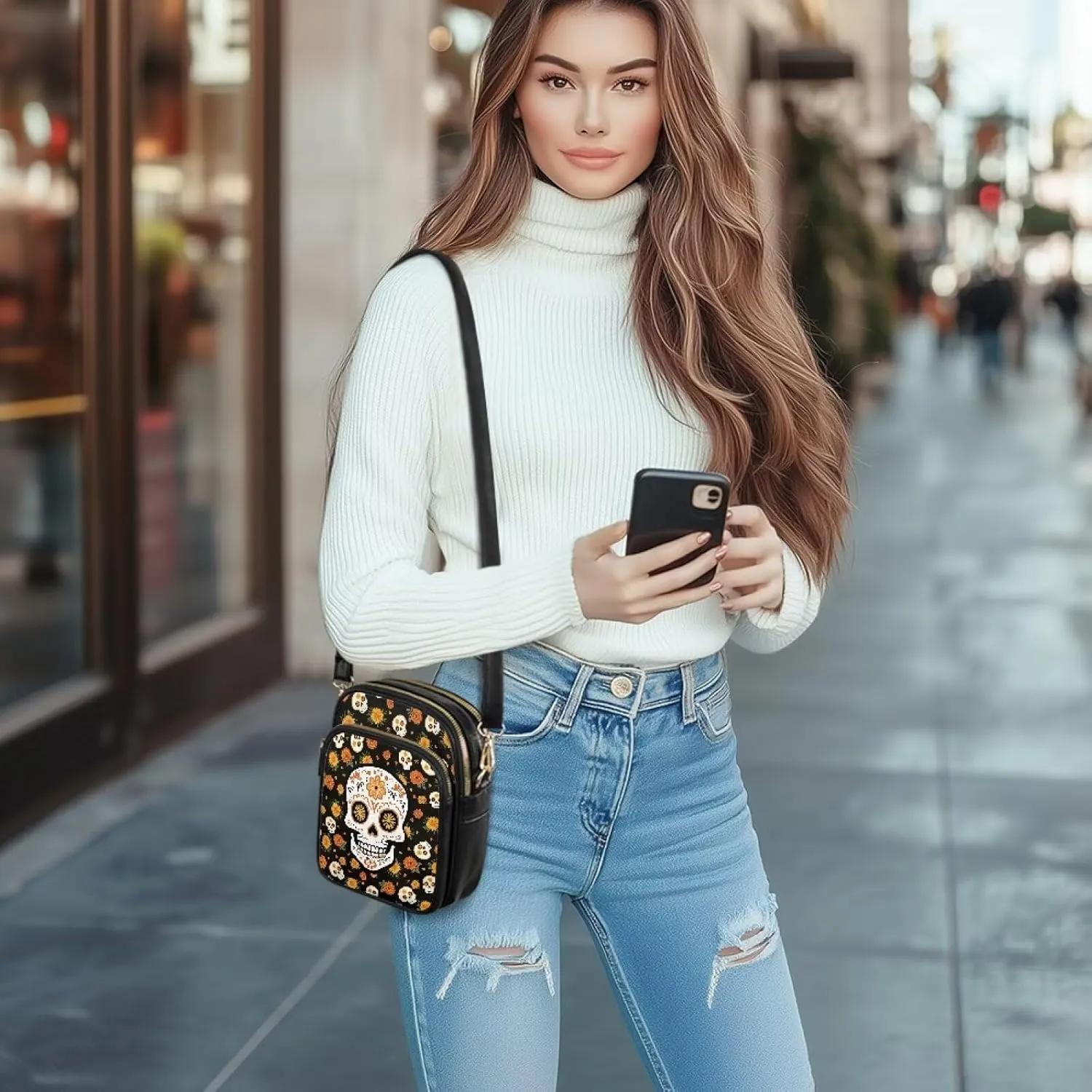 GIFTPUZZ Cross Body Bag for Women Soft Leather Wallet Phone Bag with Multi Pockets 6.74 * 3.08 * 8.46 inches