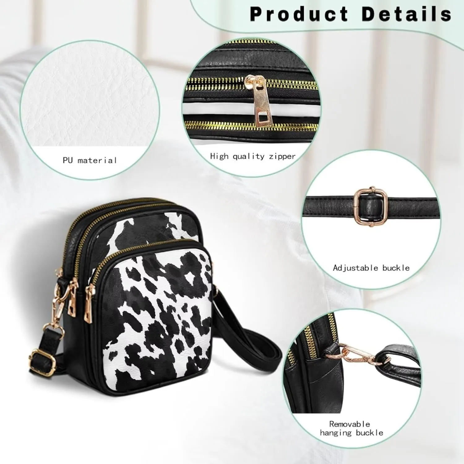 GIFTPUZZ Cross Body Bag for Women Soft Leather Wallet Phone Bag with Multi Pockets 6.74 * 3.08 * 8.46 inches