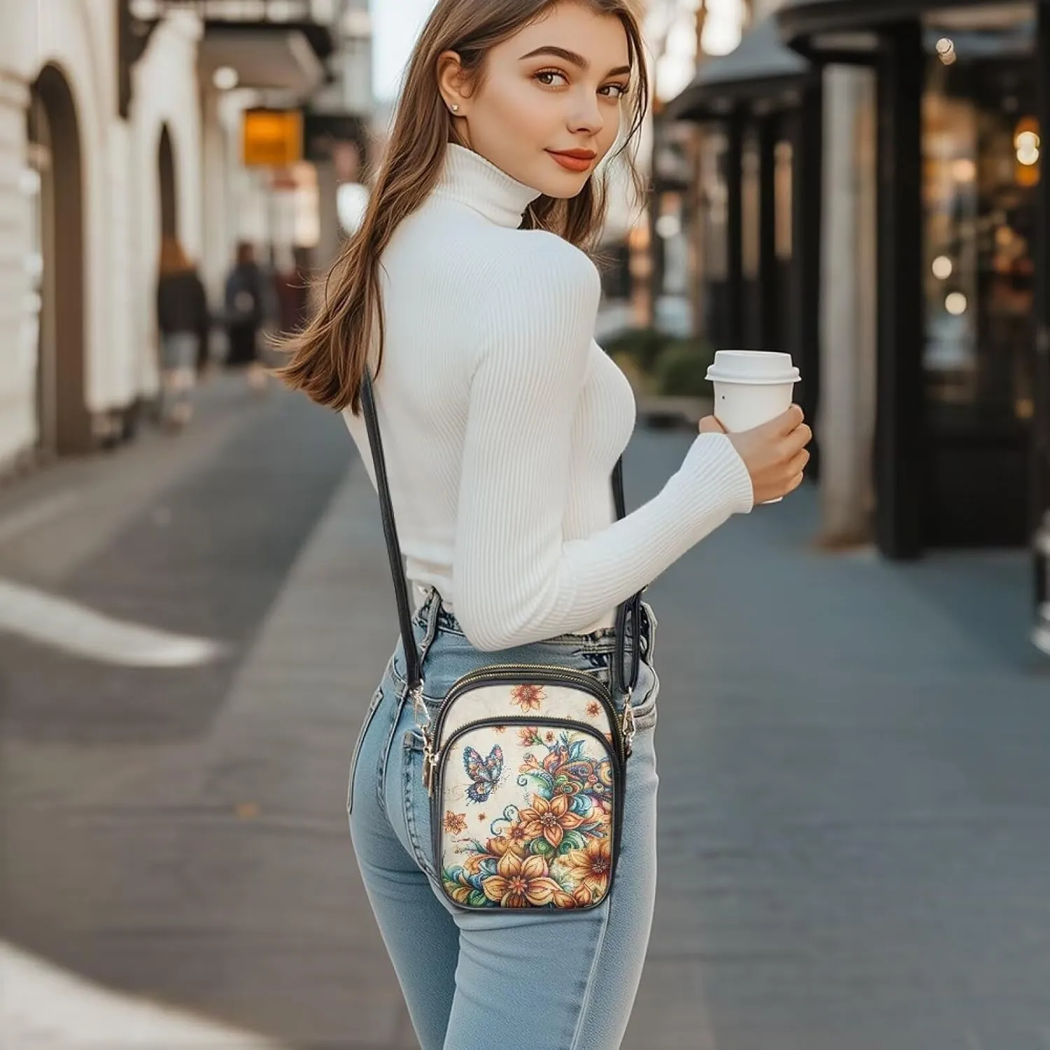 GIFTPUZZ Cross Body Bag for Women Soft Leather Wallet Phone Bag with Multi Pockets 6.74 * 3.08 * 8.46 inches