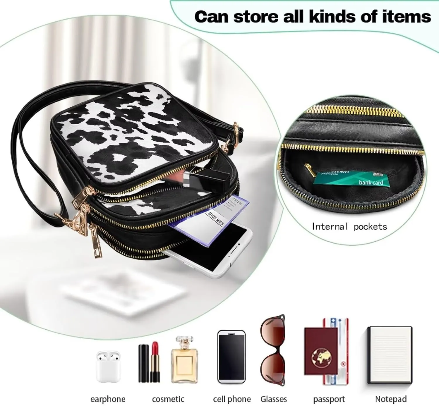 GIFTPUZZ Cross Body Bag for Women Soft Leather Wallet Phone Bag with Multi Pockets 6.74 * 3.08 * 8.46 inches
