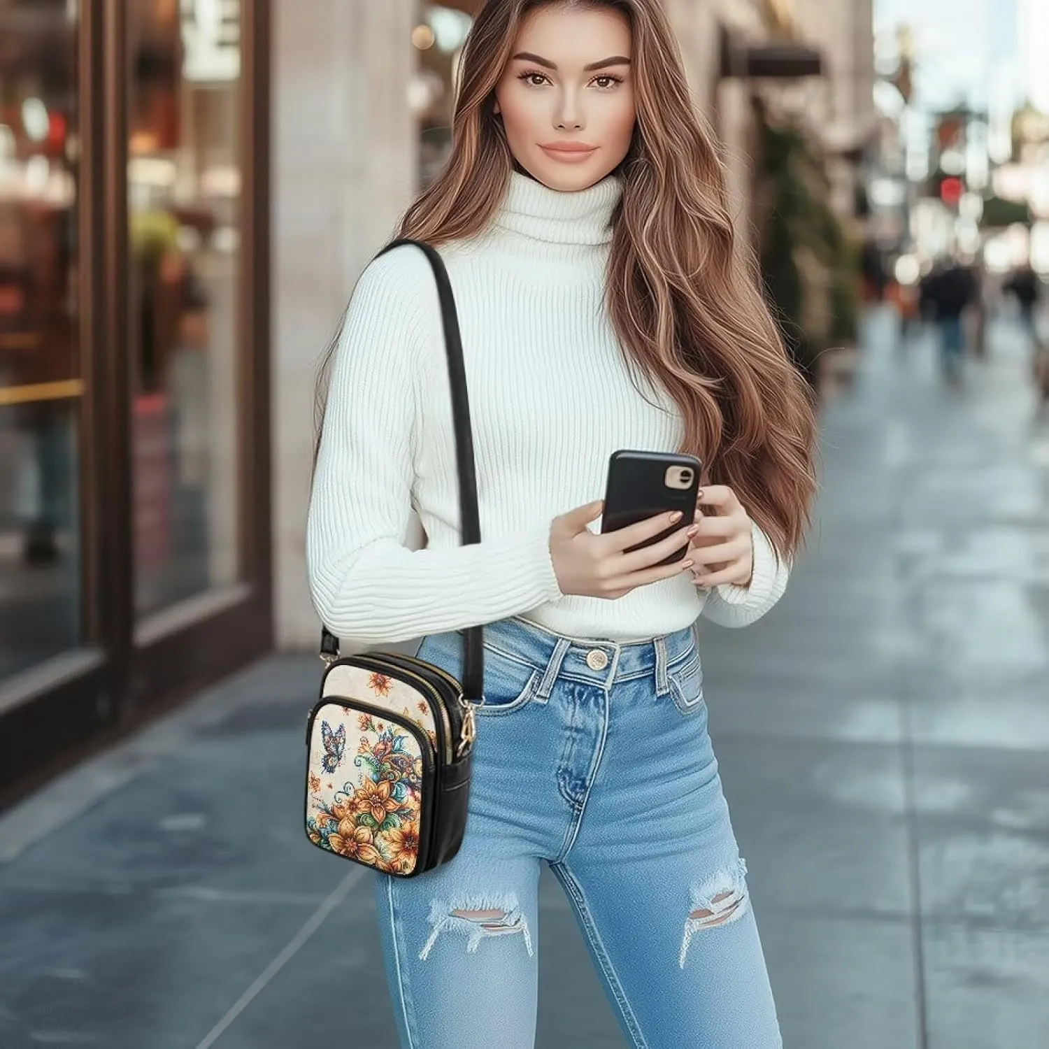 GIFTPUZZ Cross Body Bag for Women Soft Leather Wallet Phone Bag with Multi Pockets 6.74 * 3.08 * 8.46 inches