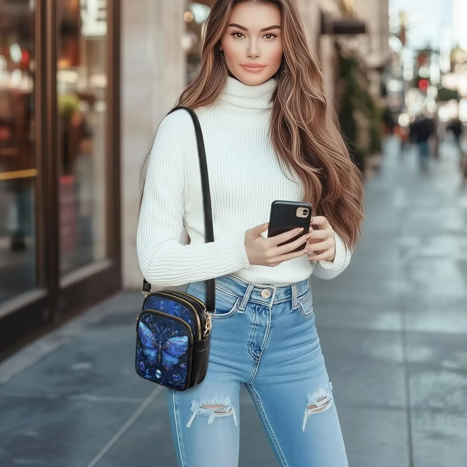 GIFTPUZZ Cross Body Bag for Women Soft Leather Wallet Phone Bag with Multi Pockets 6.74 * 3.08 * 8.46 inches