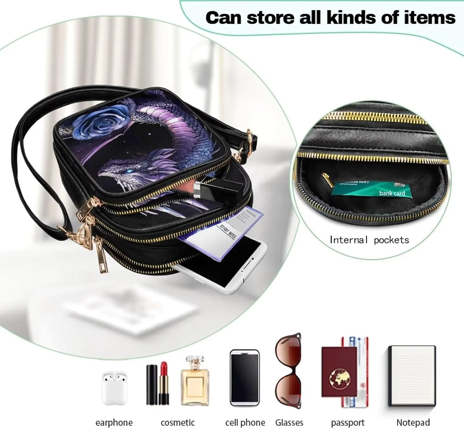 GIFTPUZZ Crossbody Purses for Women Medium Soft Leathe Bag with 3 Pockets Adjustable Strap and Internal Zipper Pocket