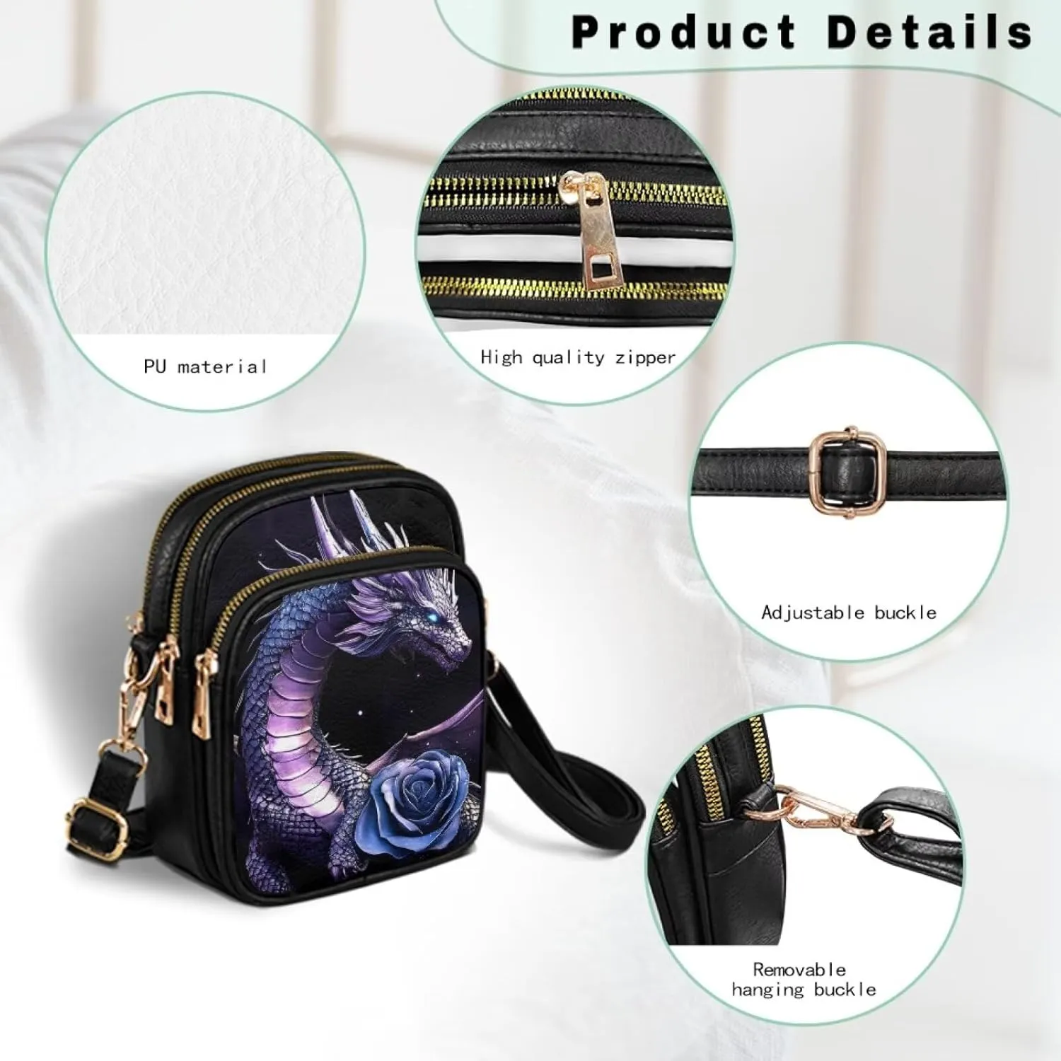 GIFTPUZZ Crossbody Purses for Women Medium Soft Leathe Bag with 3 Pockets Adjustable Strap and Internal Zipper Pocket