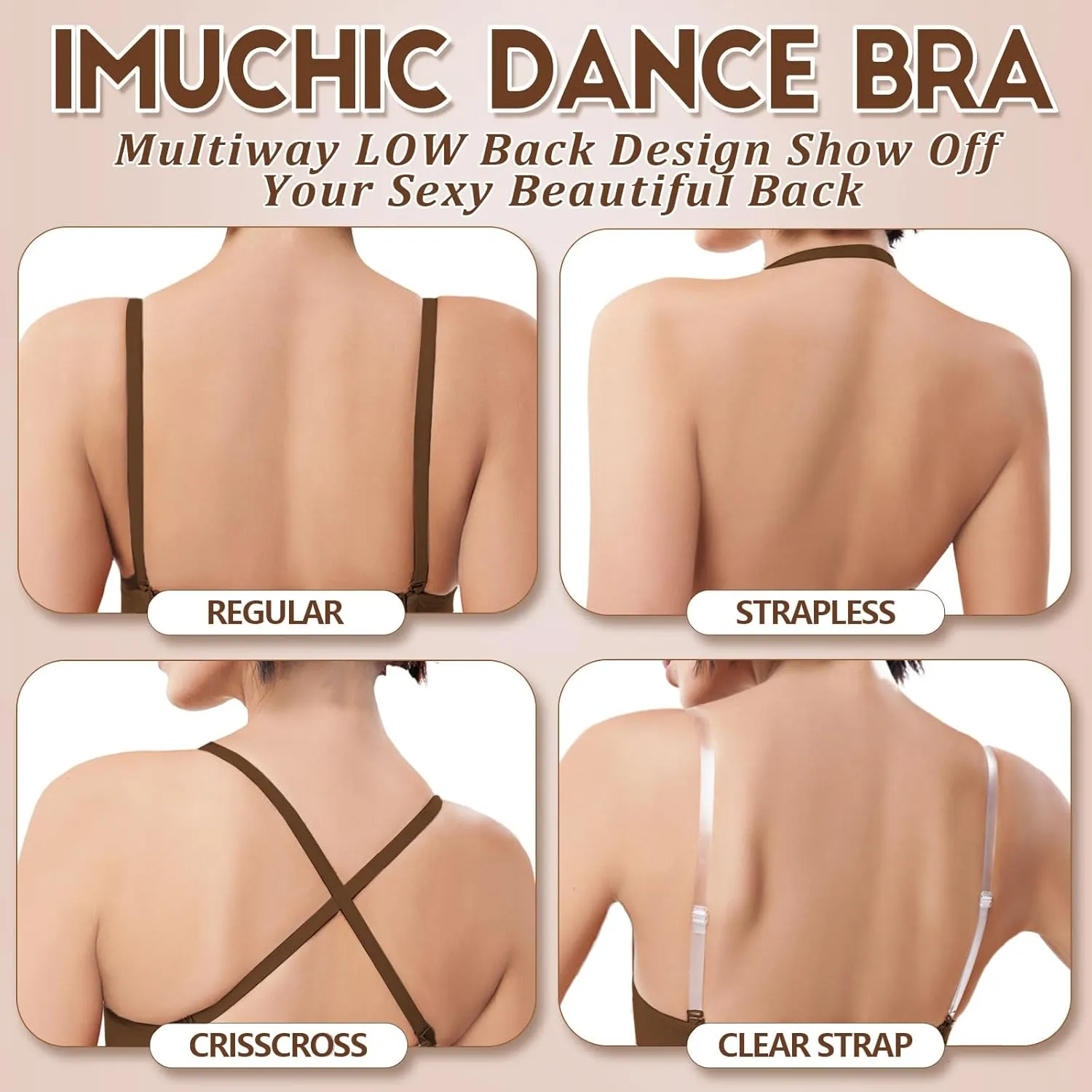 Girl Dance Bra - Seamless Wireless Elastic Bras with 2 Pair Adjustable Replace Clear Straps Silicone Covers