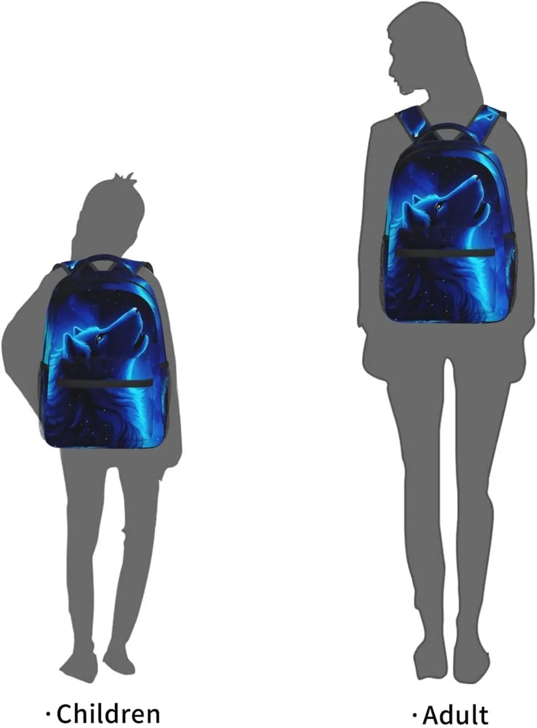 Girls 3D Galaxy Wolf Backpacks Boys Bookbag 16"Shoulder Bag Daypack for Teens 1-5th Grade